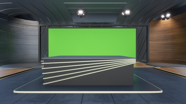 Green Screen Studio 2267_3D Virtual TV Studio News_Studio Background