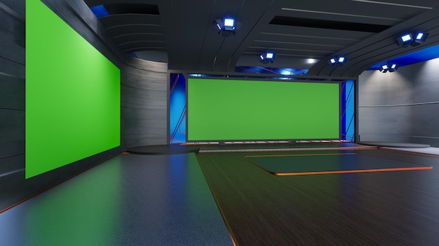 Green Screen Studio 2267_3D バーチャル TV スタジオ News_Studio 背景