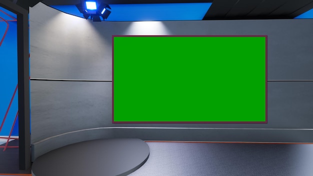 Green screen studio 2267_3d virtual tv studio news_studio background