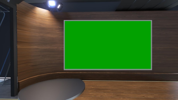 Green Screen Studio 2267_3D バーチャル TV スタジオ News_Studio 背景