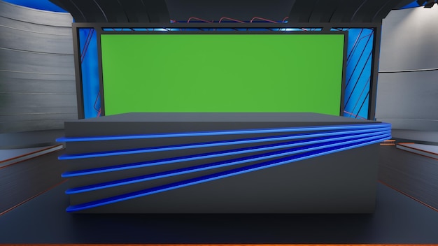 Green Screen Studio 2267_3D Virtual TV Studio News_Studio Background