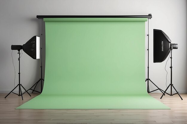 Green Screen Studio Mockup Blank White Space Design Feature