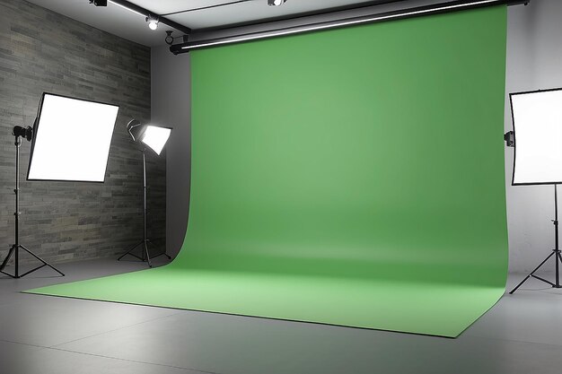 Foto mockup dello studio sullo schermo verde