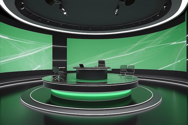 Photo a green screen with a green background and a podium with a green background