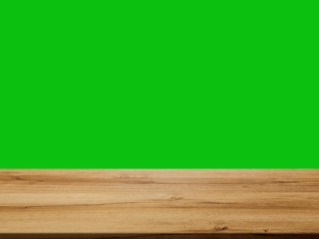 Photo green screen wooden table background image