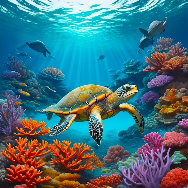 The green sea turtle generated by AI