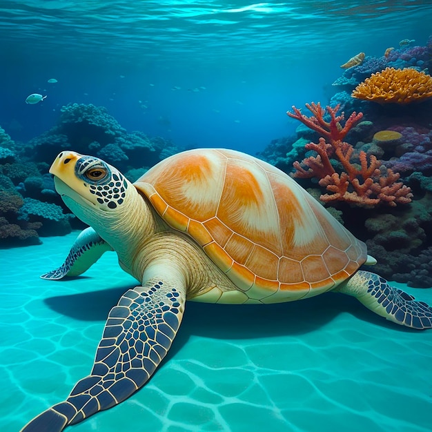 Зелёная морская черепаха, созданная ИИ