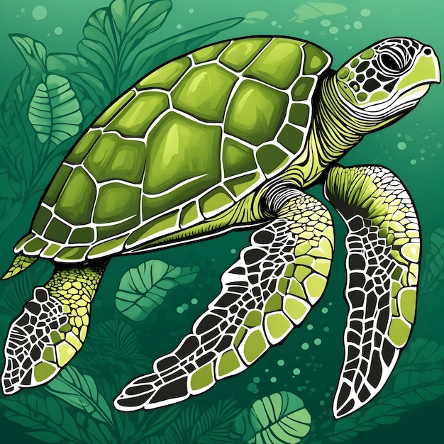Photo green sea turtle illustration ai generative