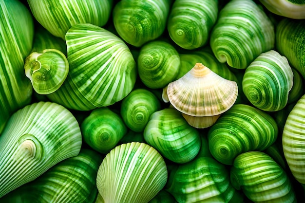 Green seashell macro texture