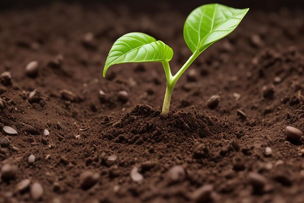 Foto piantine verdi che crescono nel suolo su uno sfondo scuro