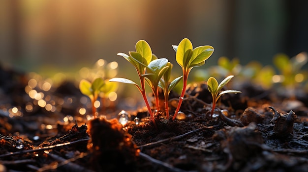 Green seedling illustrating concept of new life and beginning to grow from seed