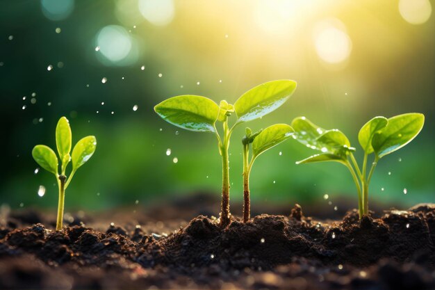 Green seedling illustrating concept of new life and investment in agricultural business