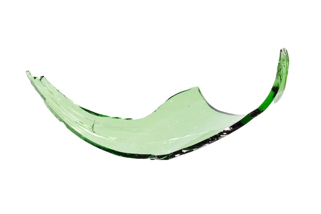 白い背景で隔離の緑の破片ガラス高品質の写真