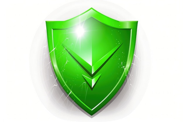 Green shield illustration logo icon data protection concept white background Generative AI