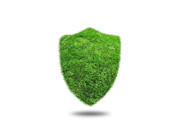 Green shield made from grass Ecology concept