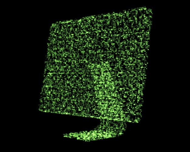 녹색 반짝이는 컴퓨터 화면