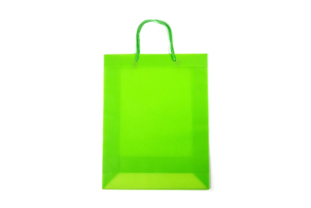 Green shopper bag isolated on white background