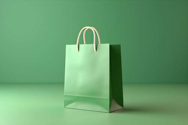 Green shopping bag on a green background