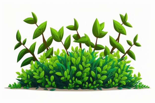 Photo green shrubs cute grass or a garland of foliage isolated on a white backdrop