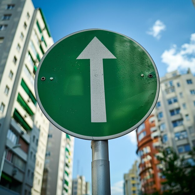 a green sign with an arrow pointing to the left