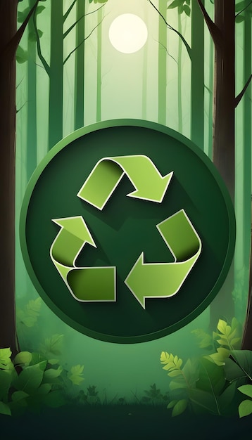 Photo a green sign with arrows that say recycle