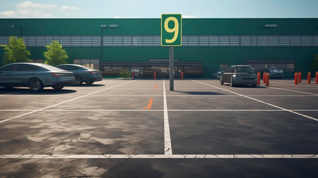 a green sign with the number 9 on it