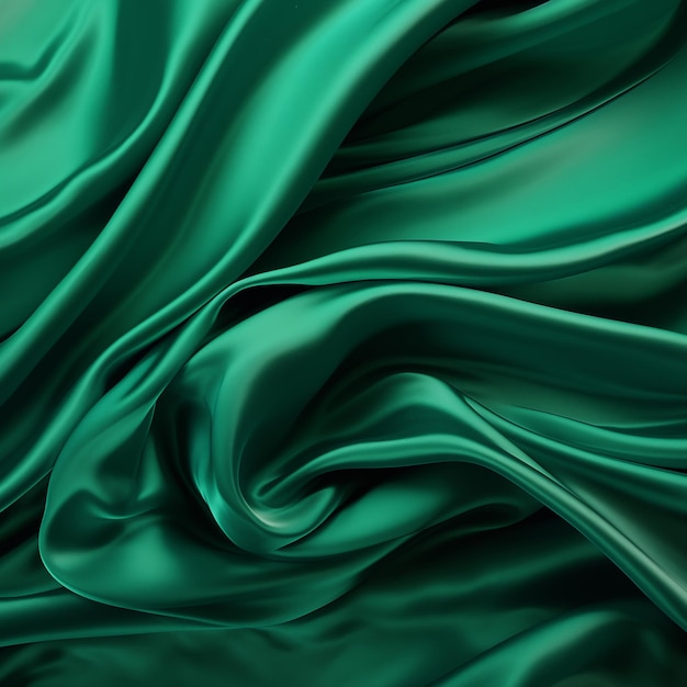 Photo green silk fabric surface background satin texture