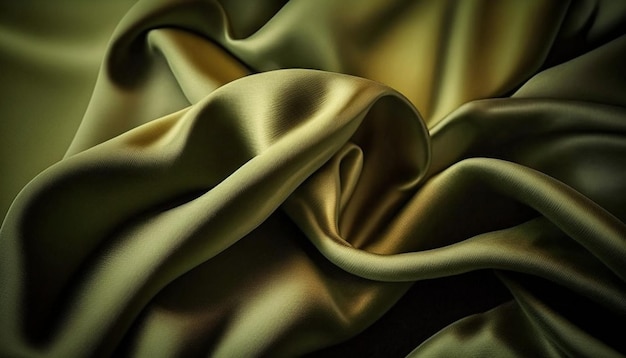 Green silk fabric with a gold leaf.