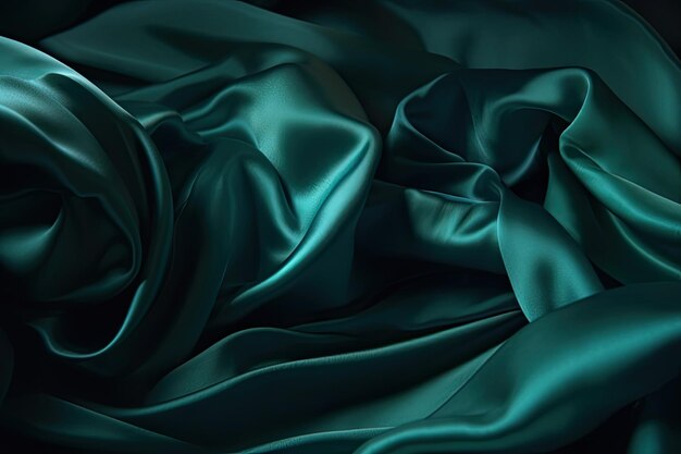 A green silk fabric with a white heart on it.