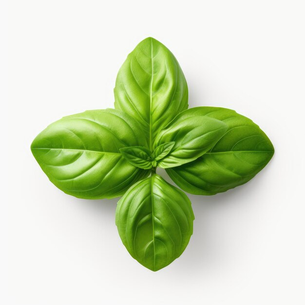 Green single basil leaf isolated Illustration AI GenerativexA