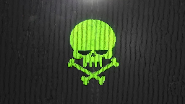 Green Skull Digital of the black squares