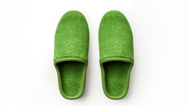 Photo green slippers shoes isolated on white background with copy space for advertisement