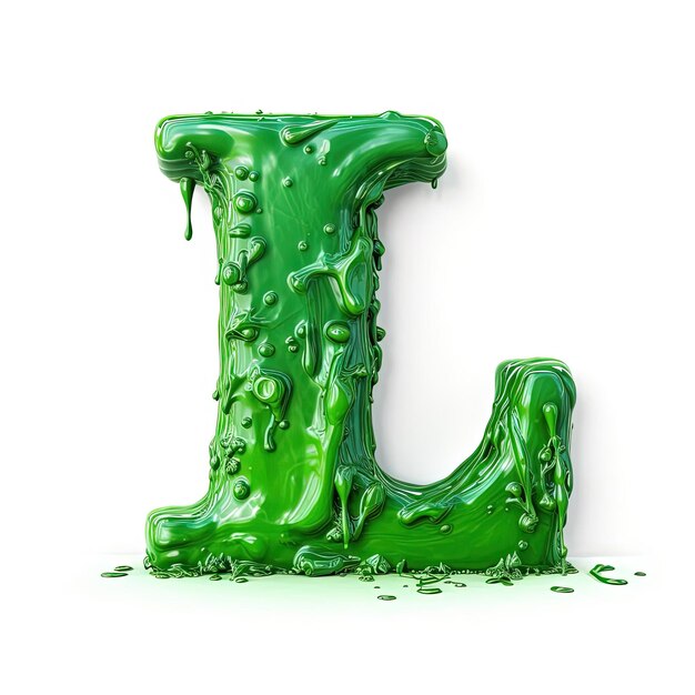 green sludge letter l isolated on white background