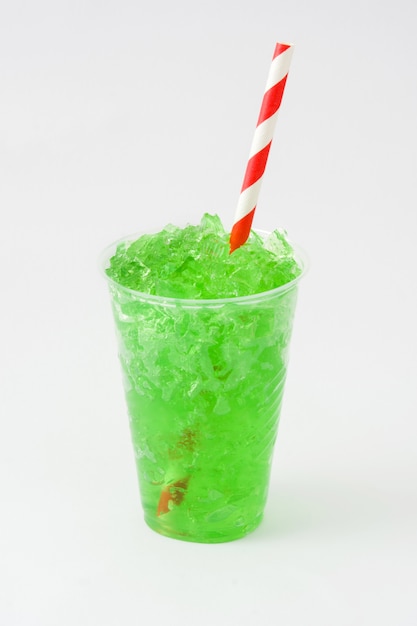 Green slushie on white