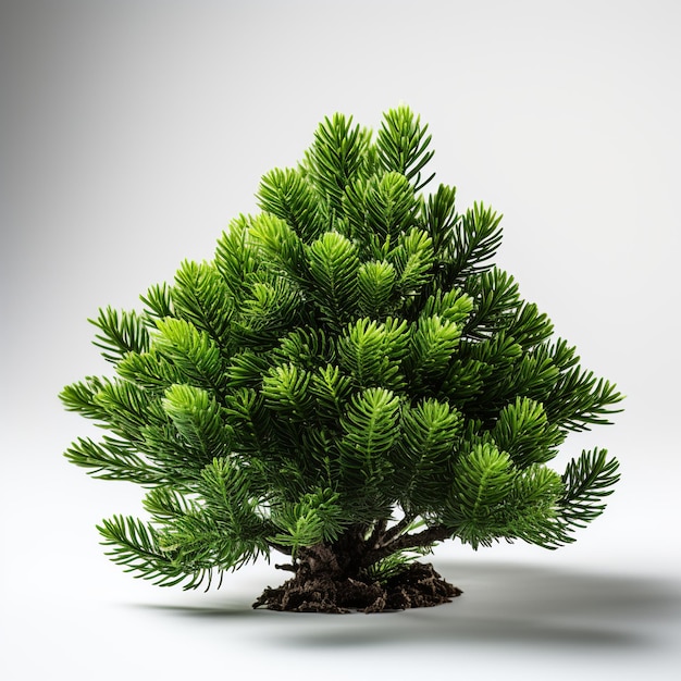 Green small pine tree on white background Created with generative Ai