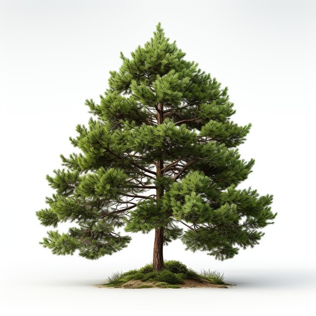 Green small pine tree on white background Created with generative Ai