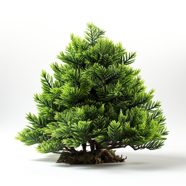 Green small pine tree on white background Created with generative Ai