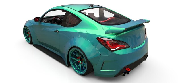 Green small sports car coupe. 3d rendering.