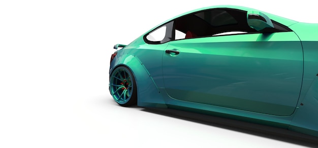 Coupé di piccola vettura sportiva verde. rendering 3d.