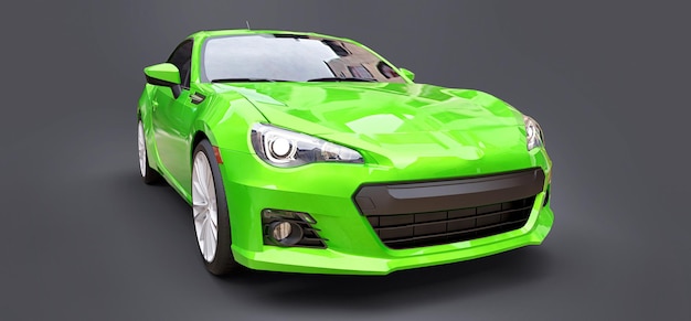 Green small sports car coupe. 3d rendering.