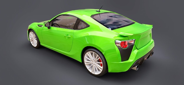 Green small sports car coupe 3d rendering