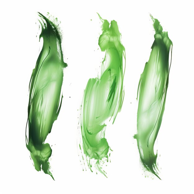 Green smear of mascara on white background Luxury decor of green shiny foil