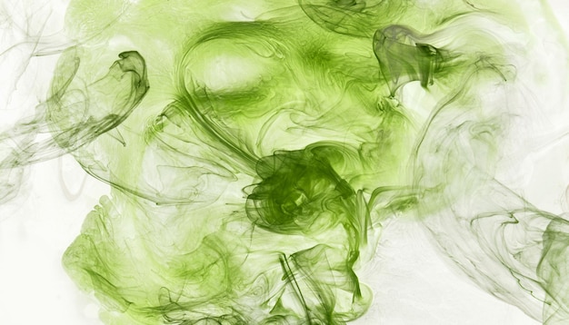 Green smoke abstract background acrylic paint underwater explosion