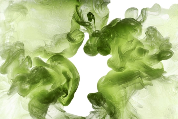 Green smoke abstract background acrylic paint underwater explosion