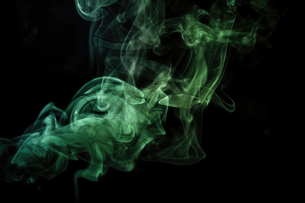 Green smoke against a black background