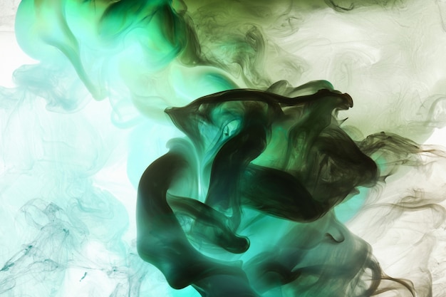 Green smoke cloud underwater background