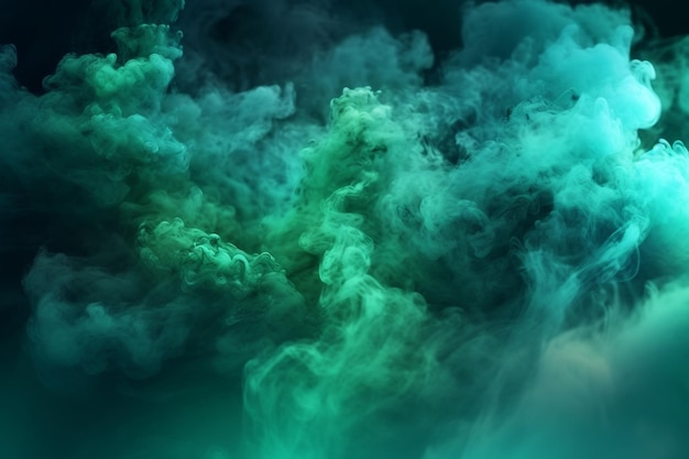 Green smoke on a dark background