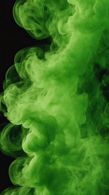 Green smoke texture black background