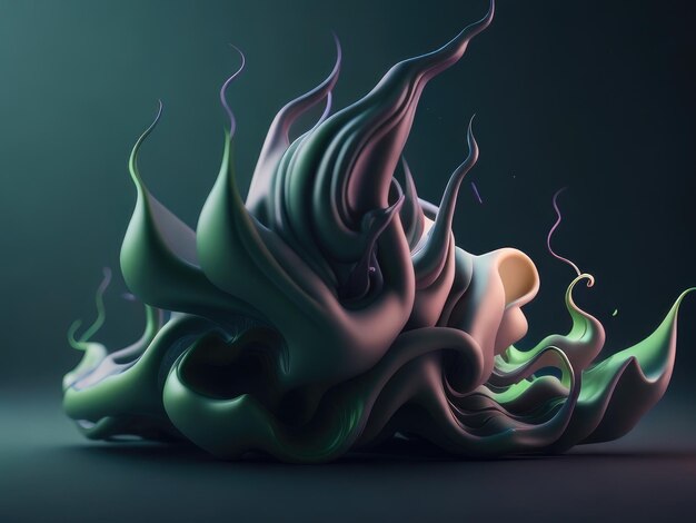 A green smoke wave with a light background