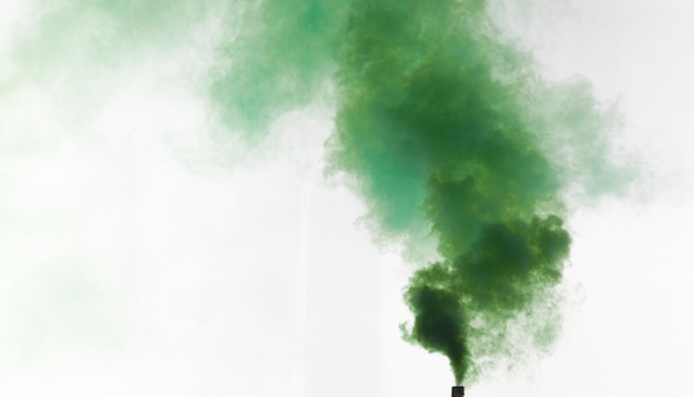 green smoke on white background